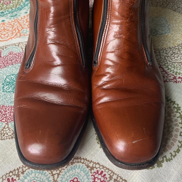 70’s Bostonian Double Zipper Brown Ankle Boots 8.5 - Picture 8 of 13